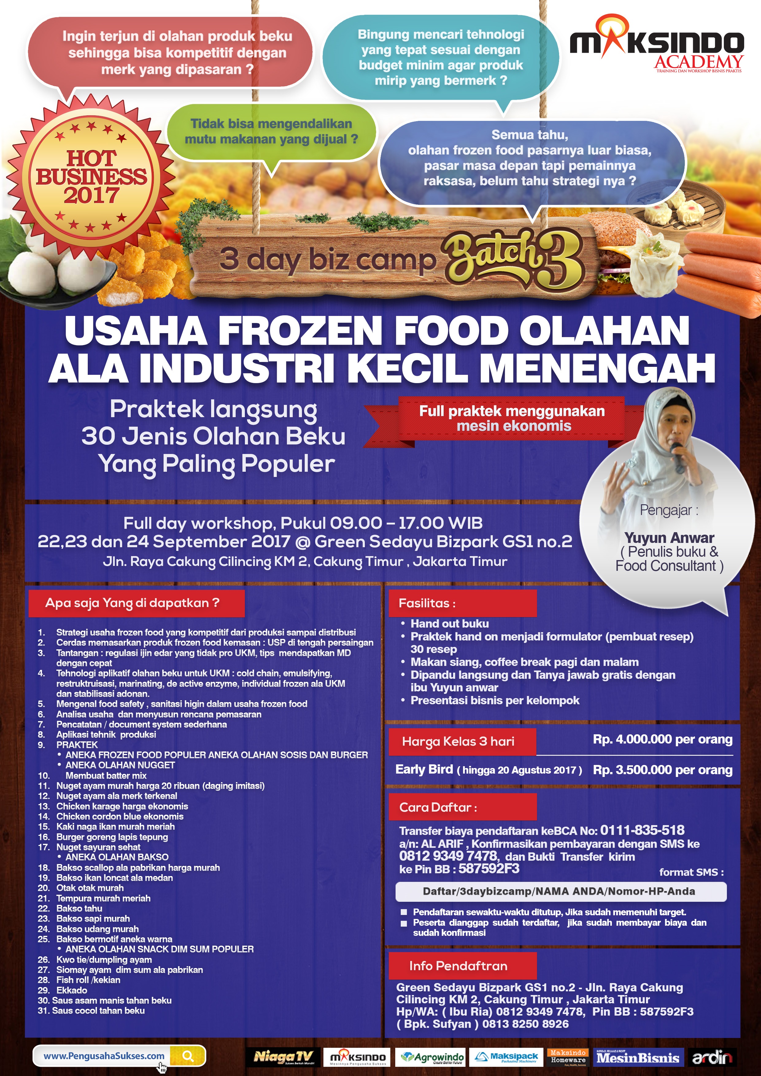 Training Usaha frozen Food, 22-24 September 2017