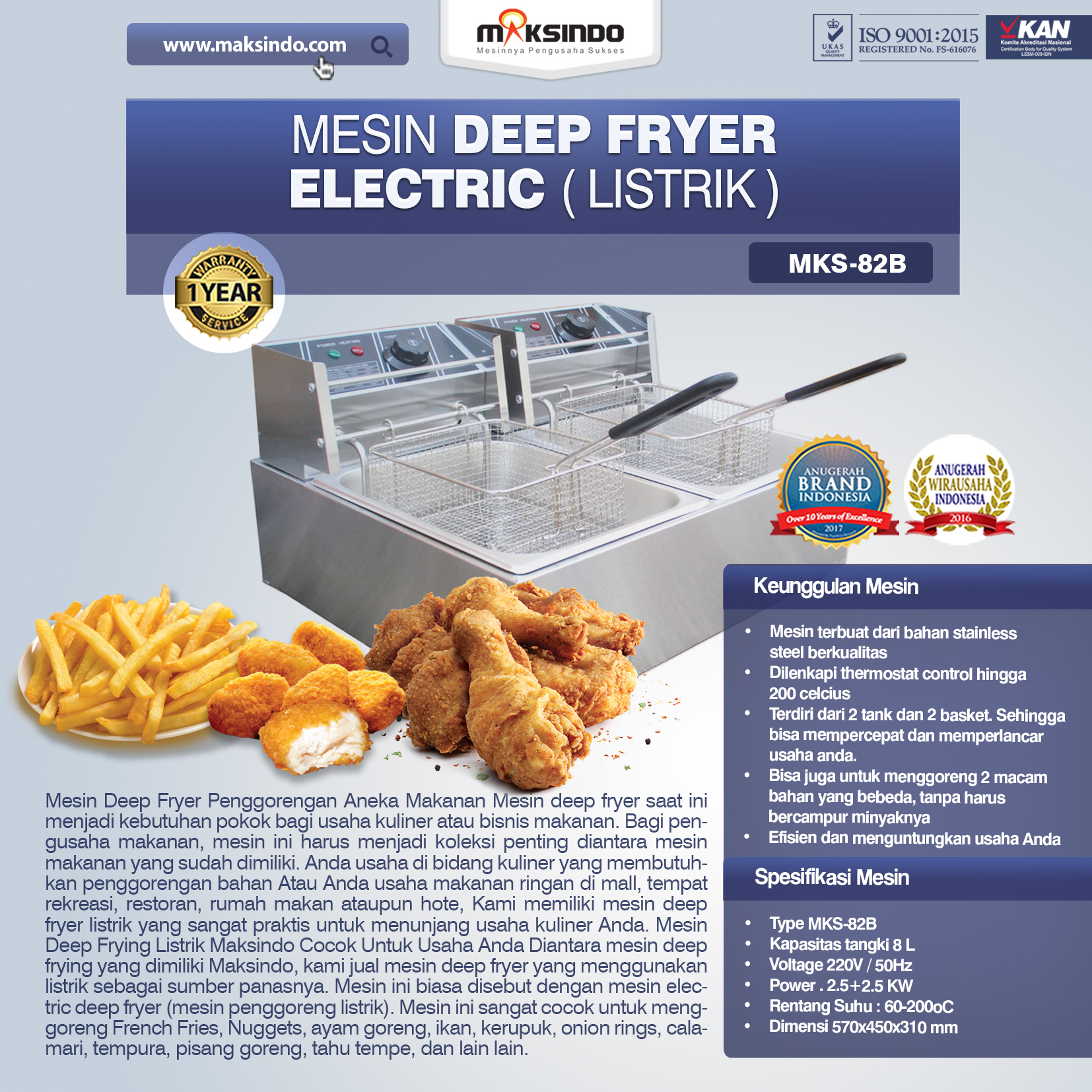 Electric Fryer Listrik MKS-82B