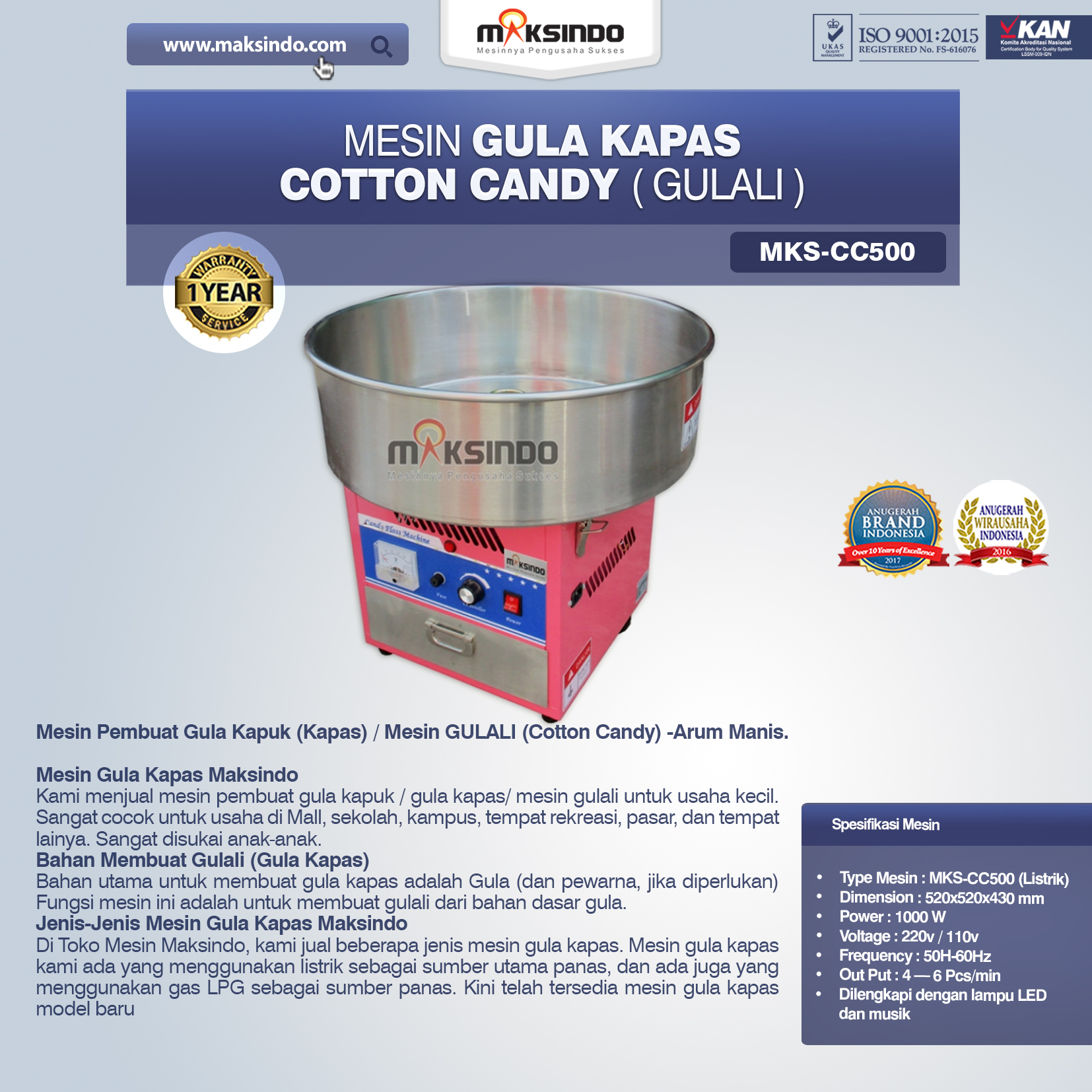 Mesin Gula Kapas Cotton Candy (Gulali)