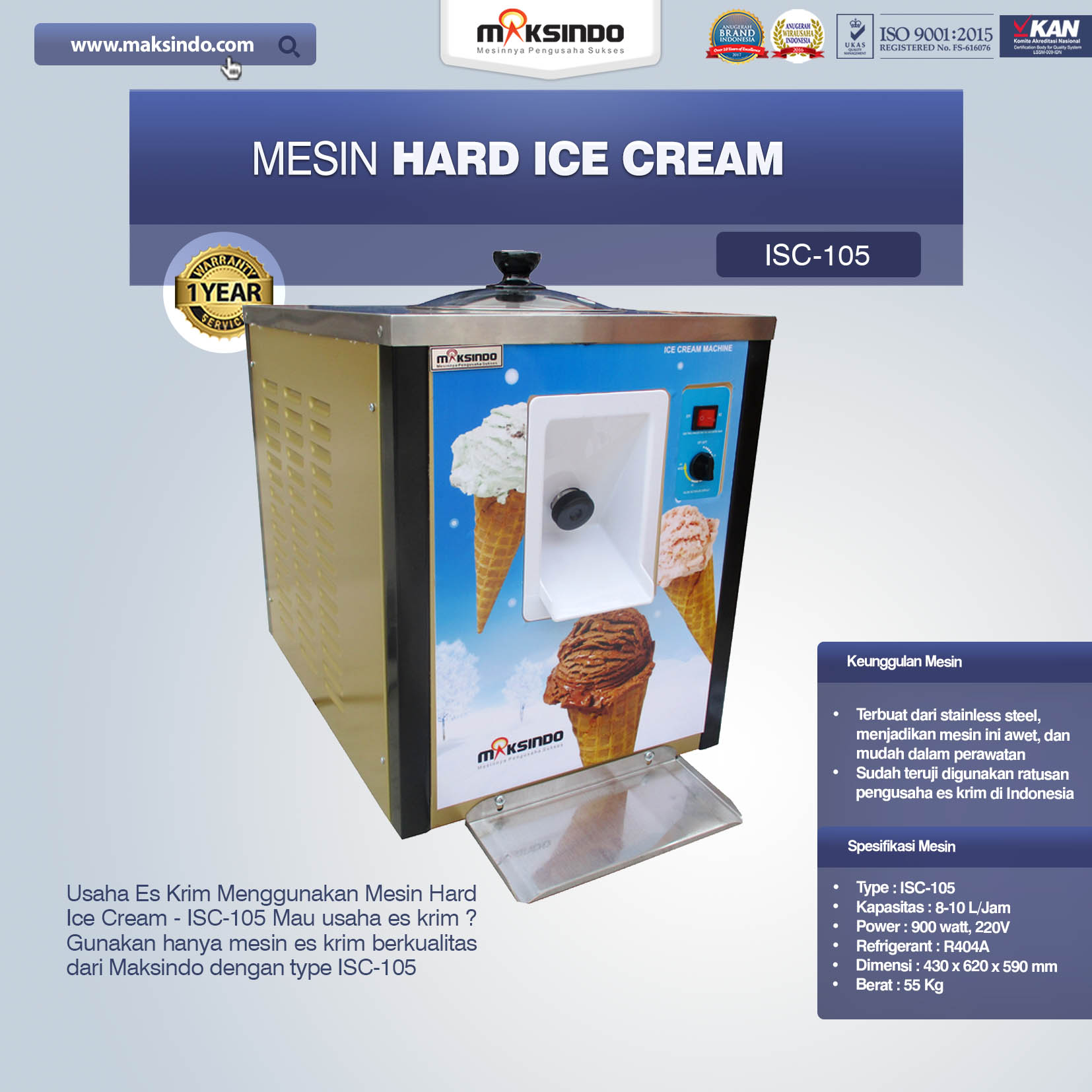 Mesin Hard Ice Cream ISC-105