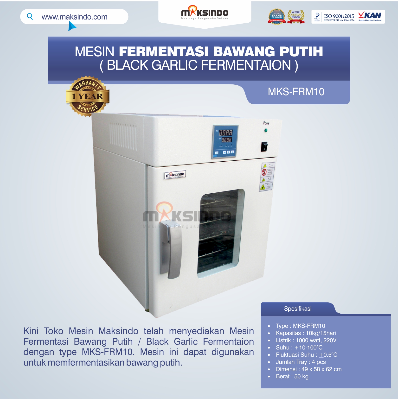 Mesin Fermentasi Bawang Putih / Black Garlic Fermentaion MKS-FRM10