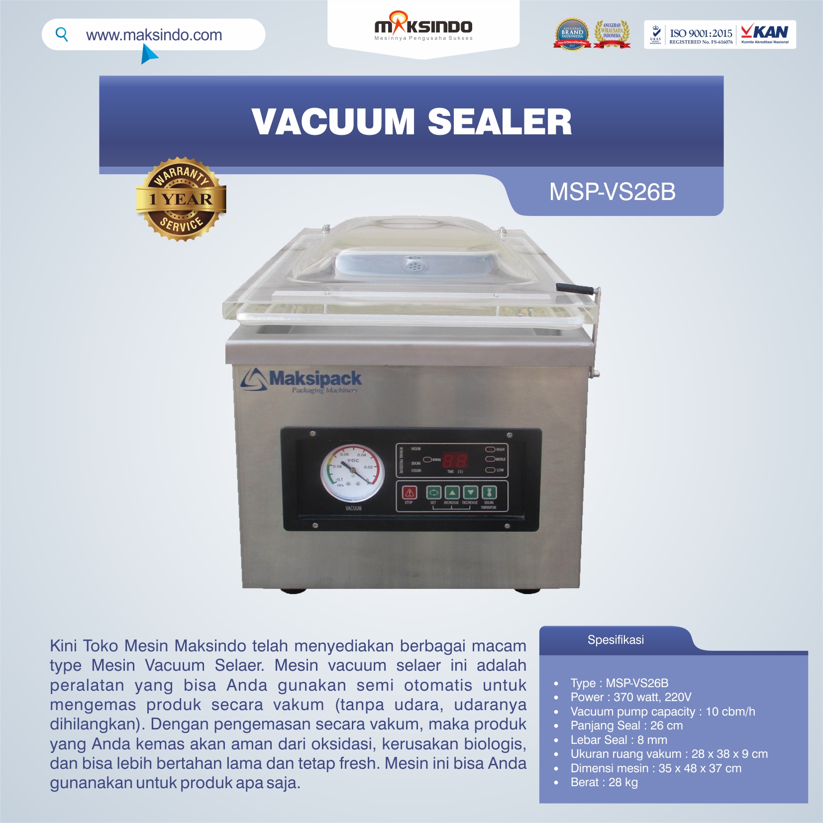 Vacuum Sealer MSP-VS26B