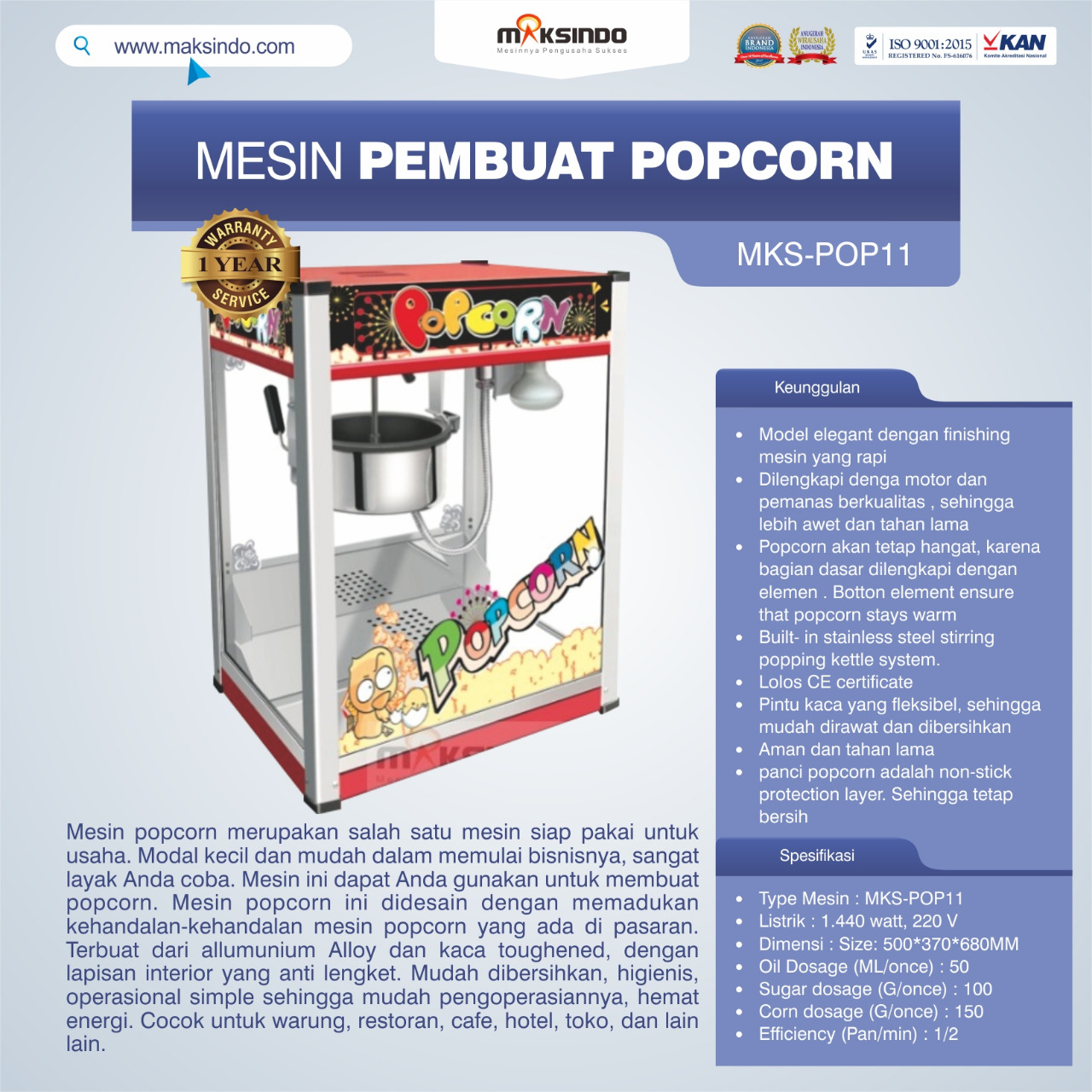 Mesin Pembuat Popcorn (POP11)