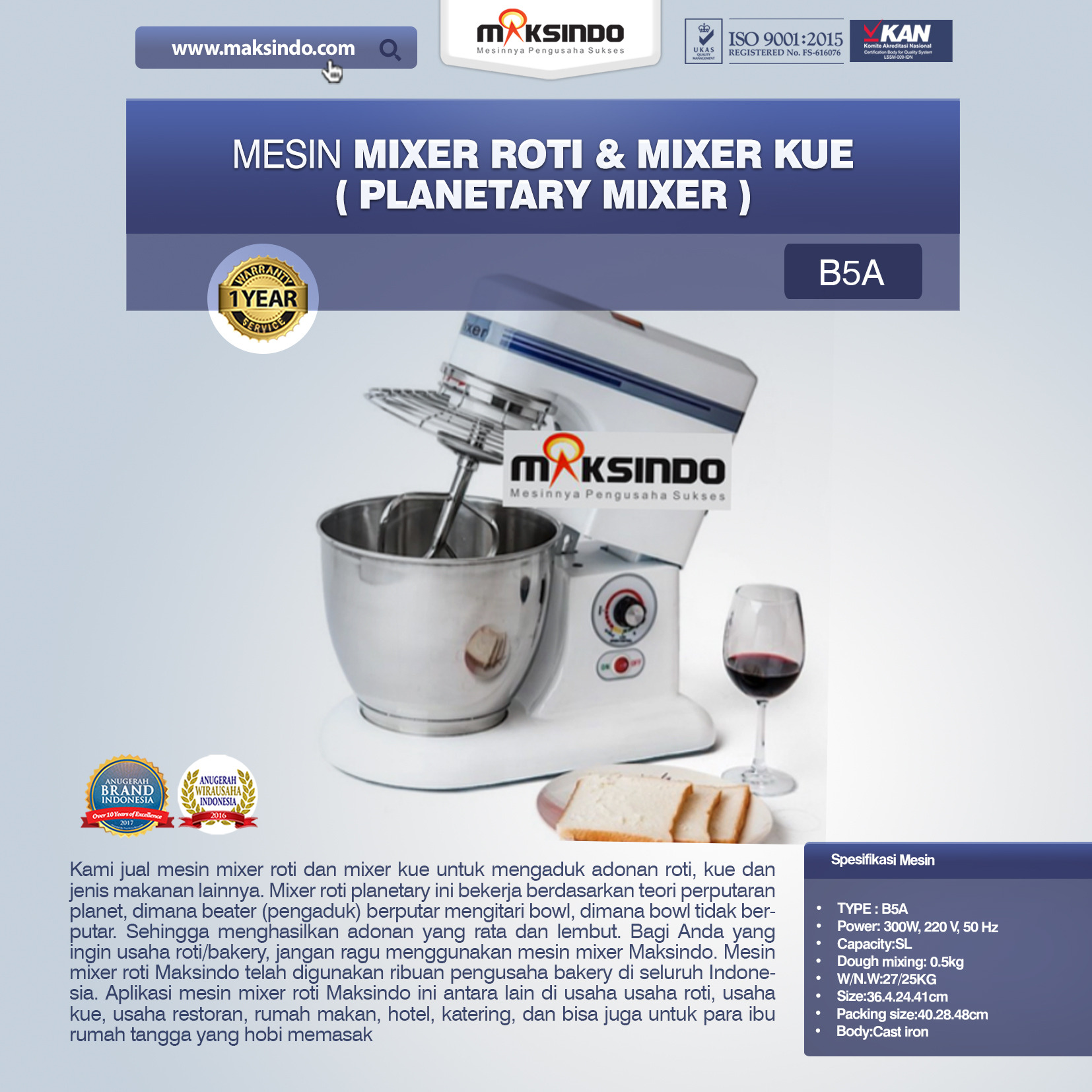 Mesin Mixer Roti dan Kue Model Planetary Terbaru