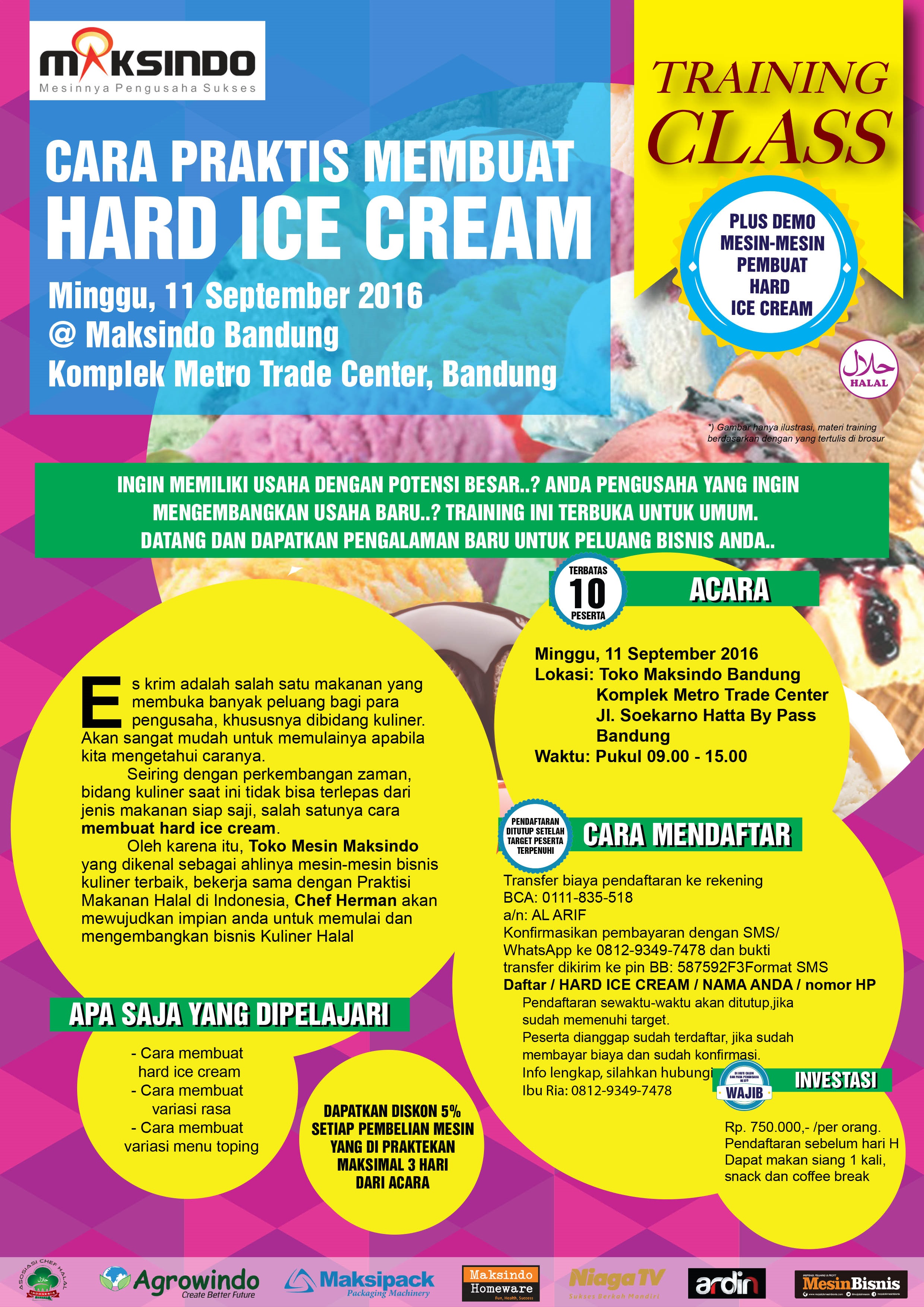 Training Usaha Hard Ice Cream di Bandung, 11 September 2016