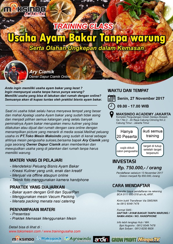 Training Usaha Ayam Bakar Tanpa Warung, 27 November 2017