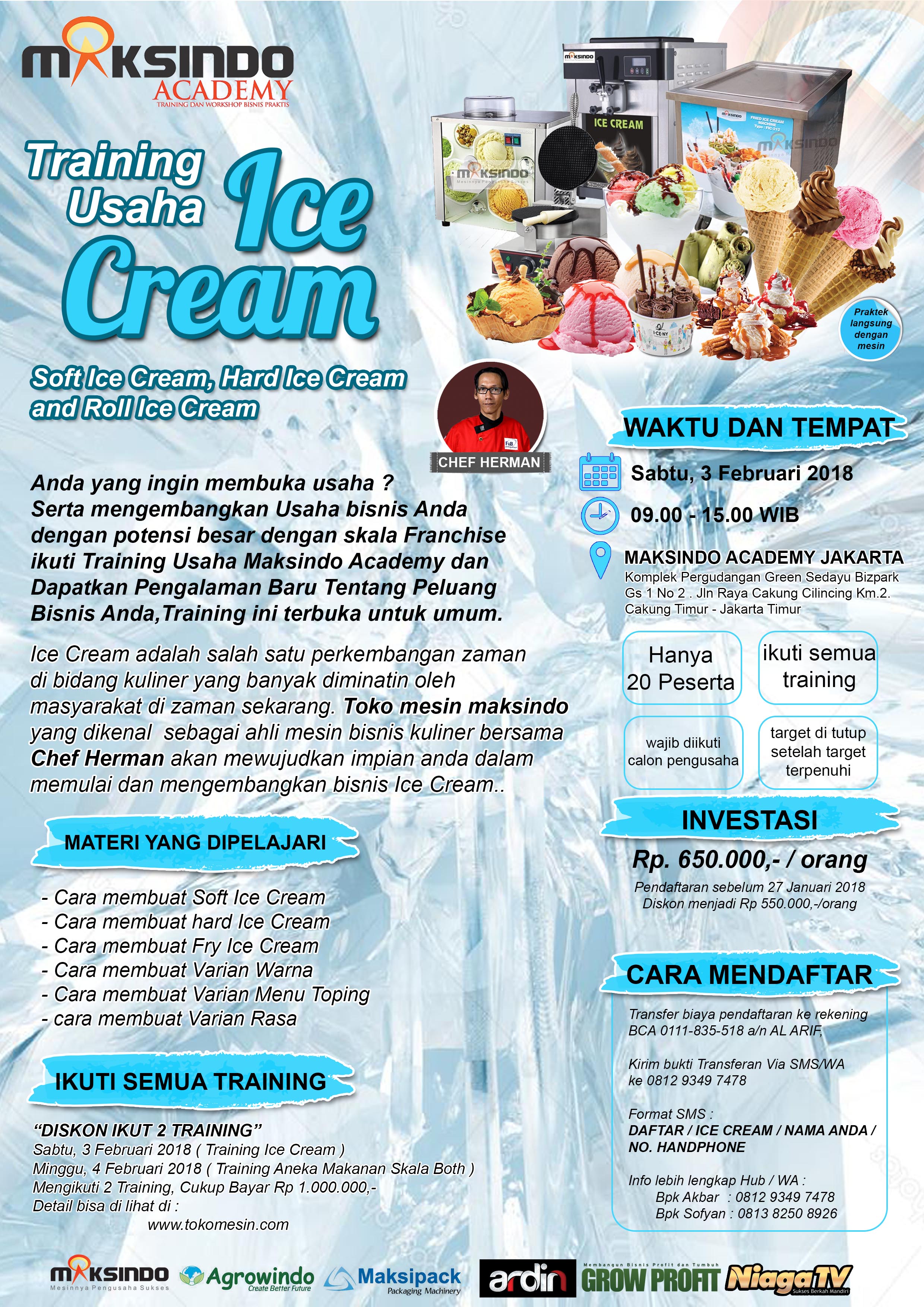 Training Usaha Ice Cream dan Toping, Sabtu 3 Februari 2018