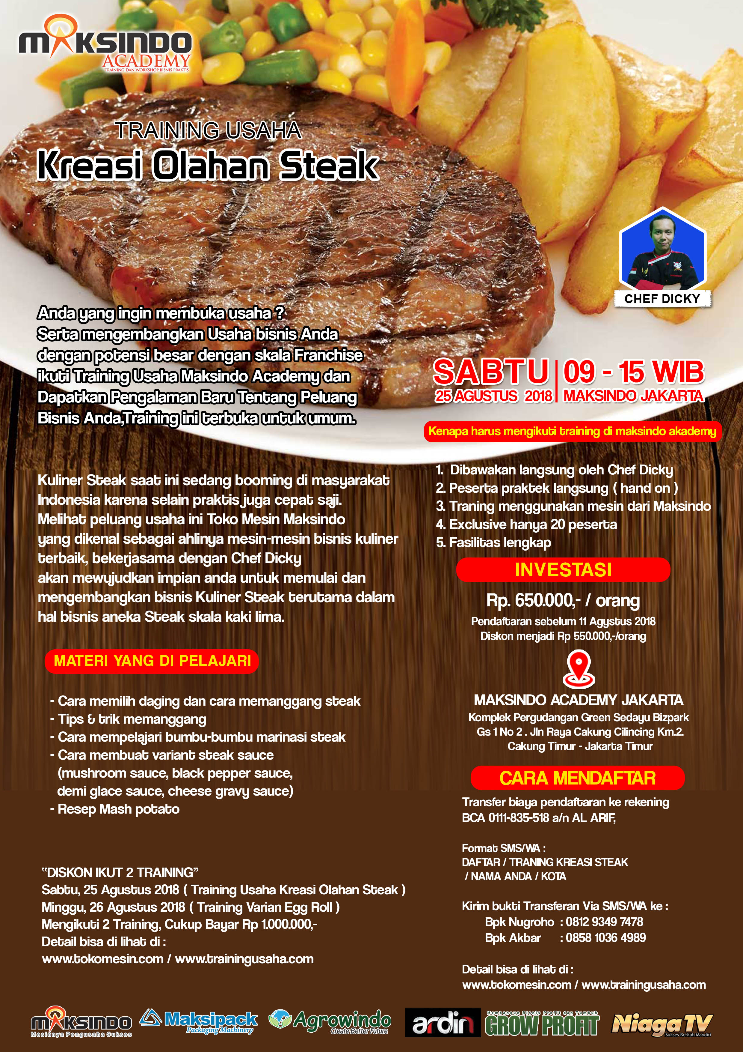 Training Usaha Kreasi Olahan Steak Sabtu, 25 Agustus 2018