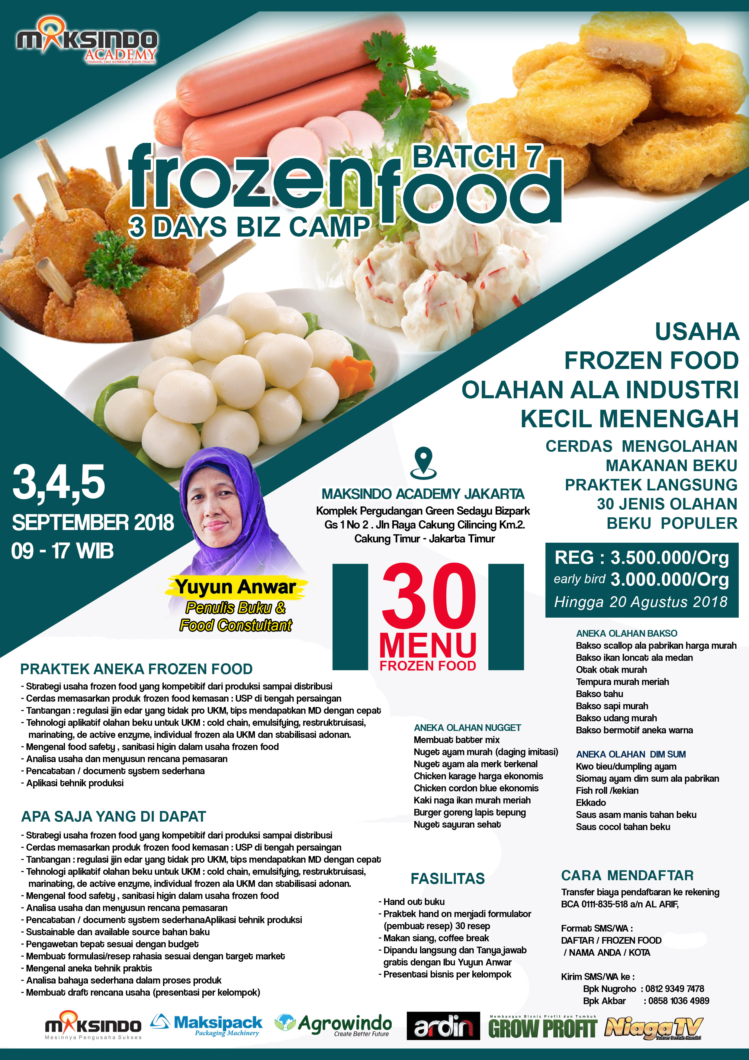 Training Usaha Frozen Food, 3,4, dan 5 September 2018