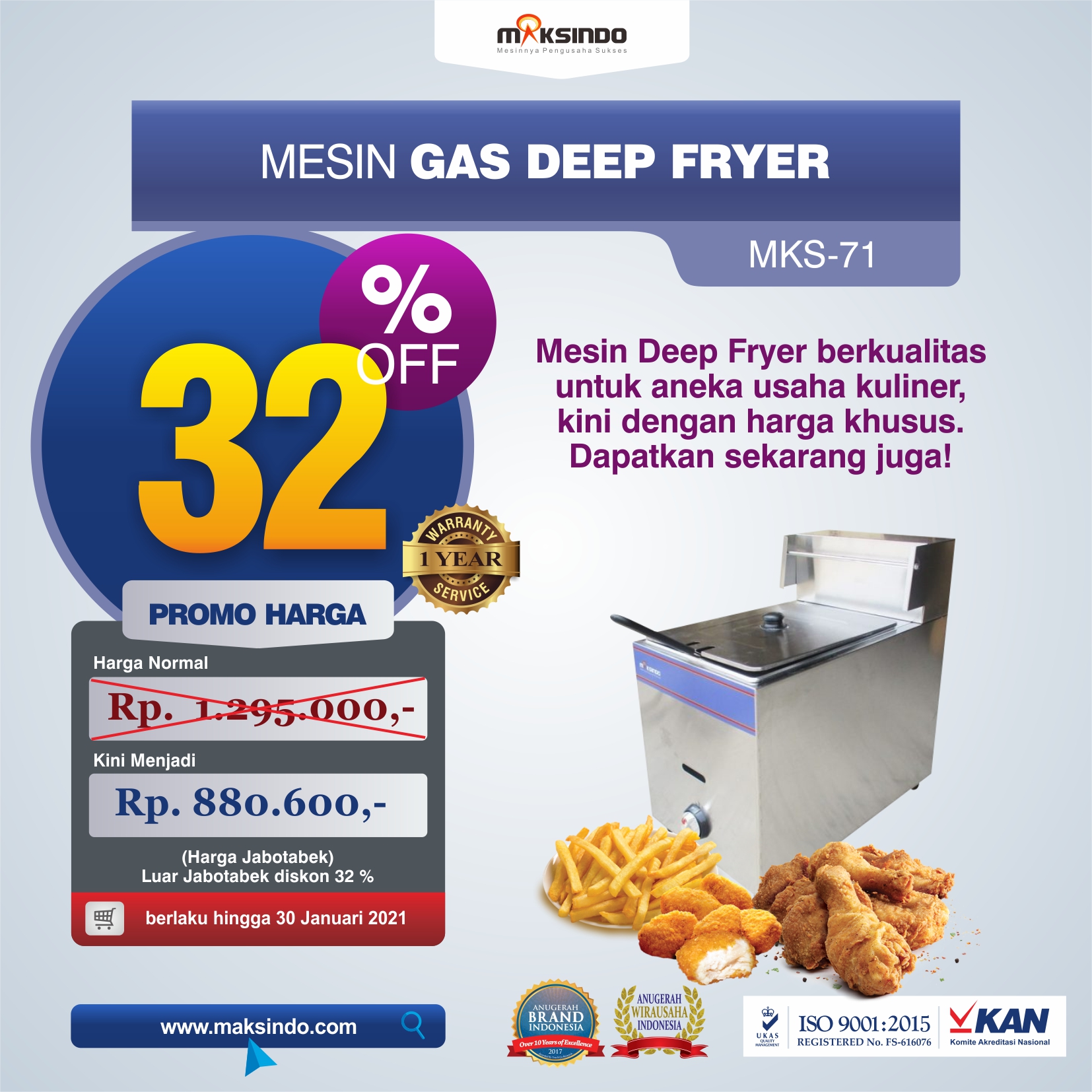 Mesin Gas Deep Fryer MKS-71