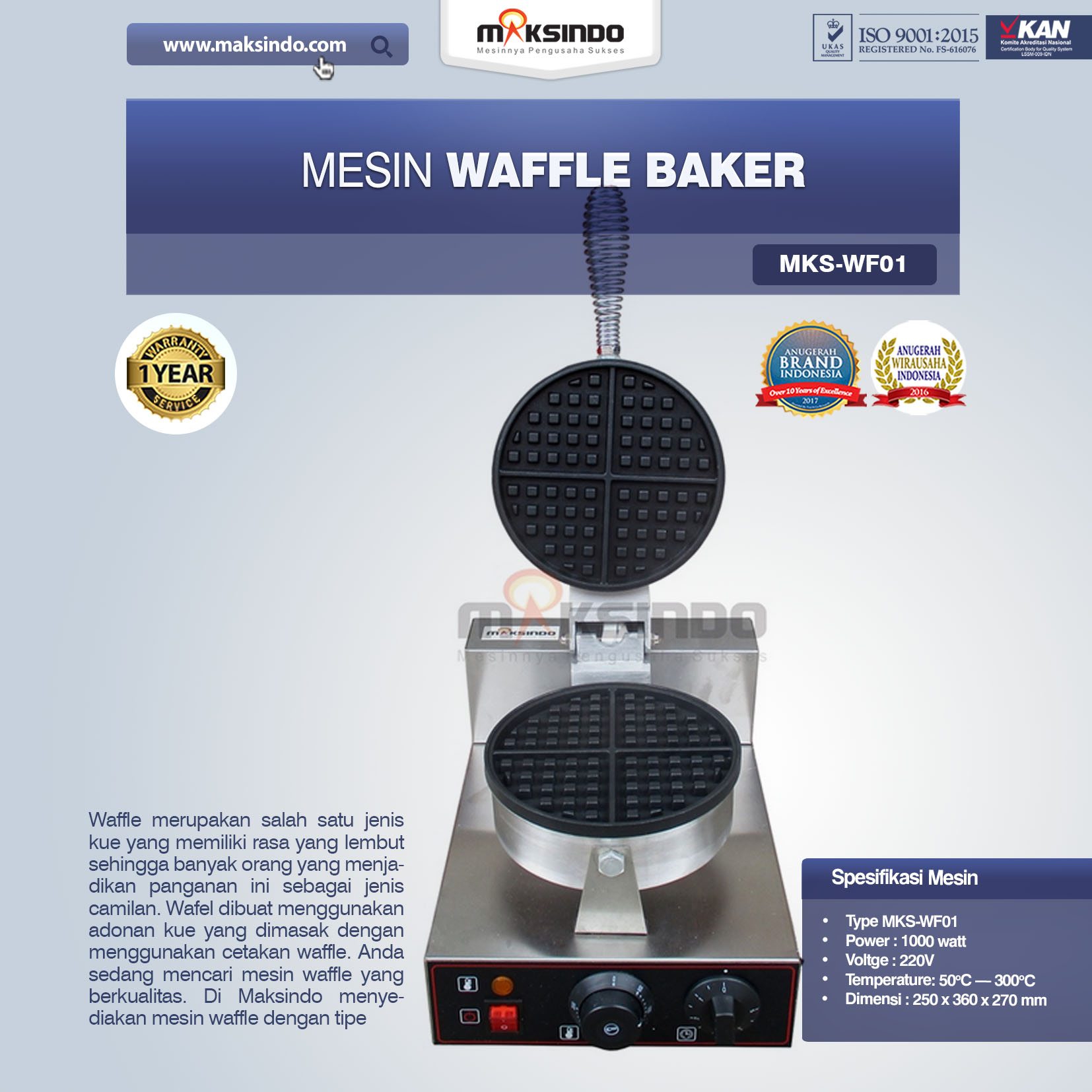 Mesin Waffle Baker MKS-WF01