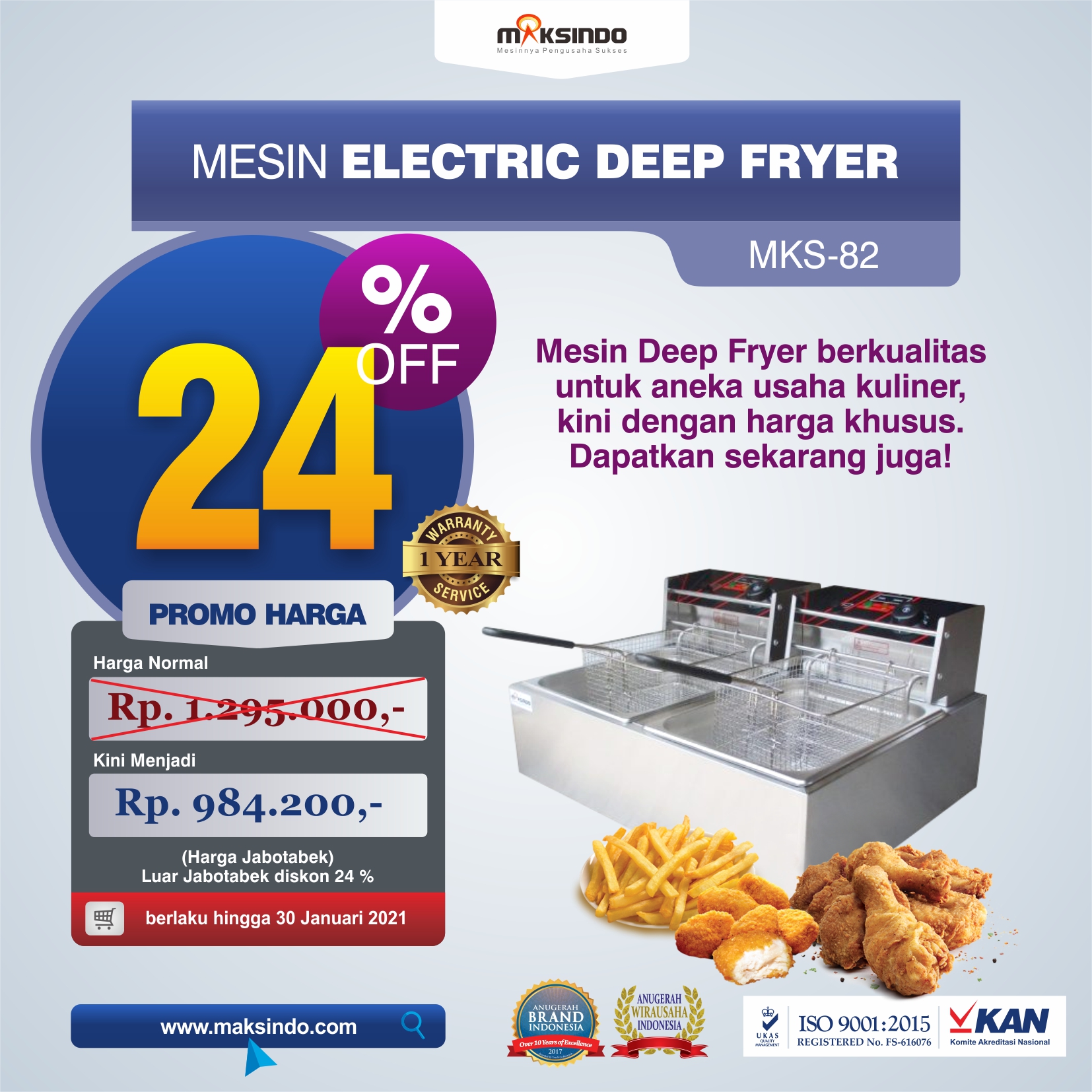 Mesin Electric Deep Fryer MKS-82