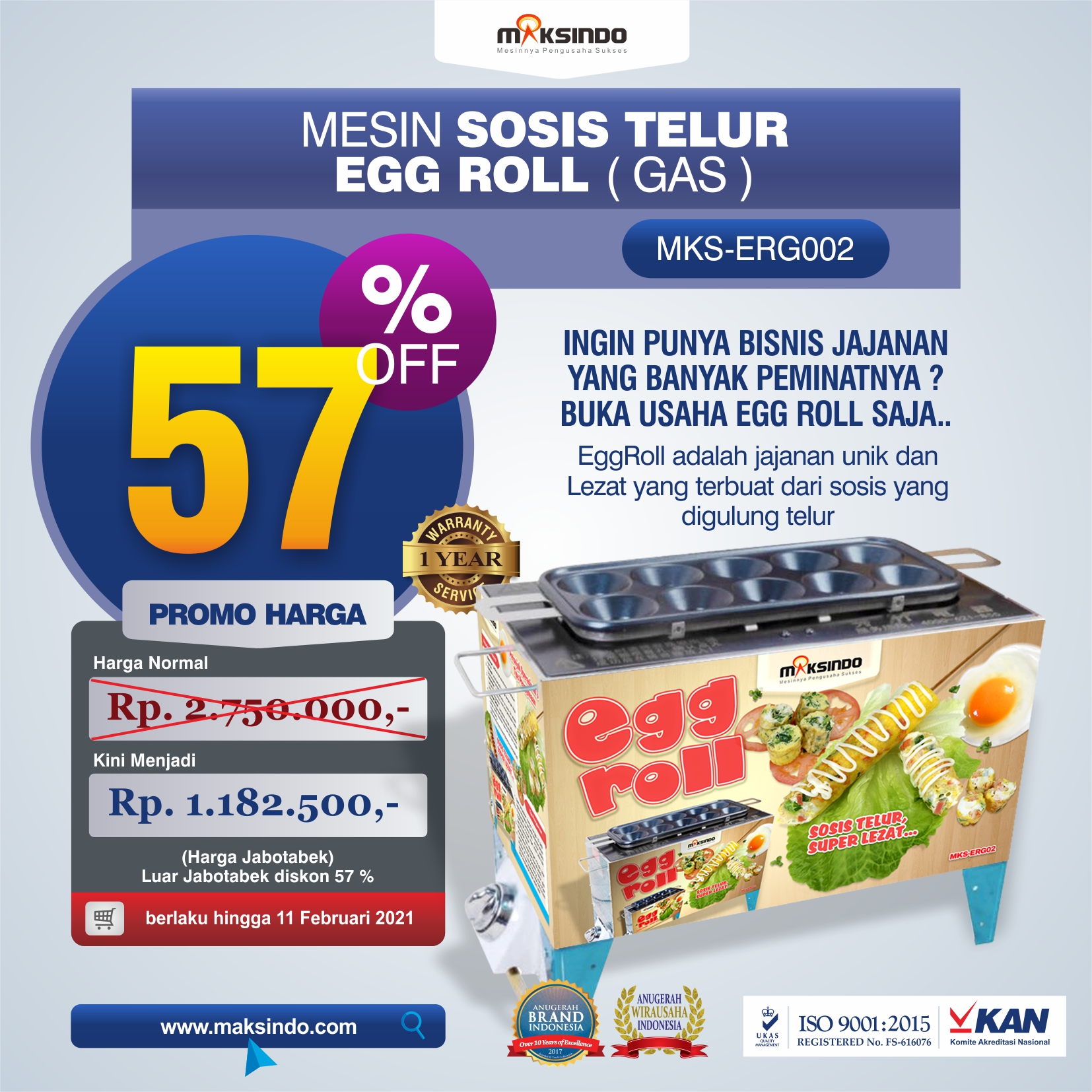 Mesin Pembuat Egg Roll (Gas) MKS-ERG002