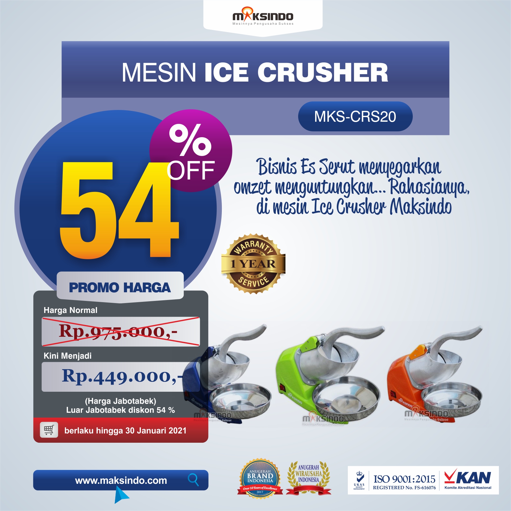 Mesin Ice Crusher MKS-CRS20
